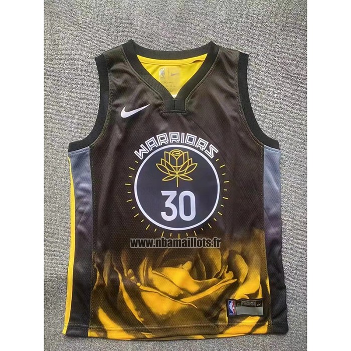 Maillot Enfant Golden State Warriors Stephen Curry NO 30 Ville 2022-23 Noir